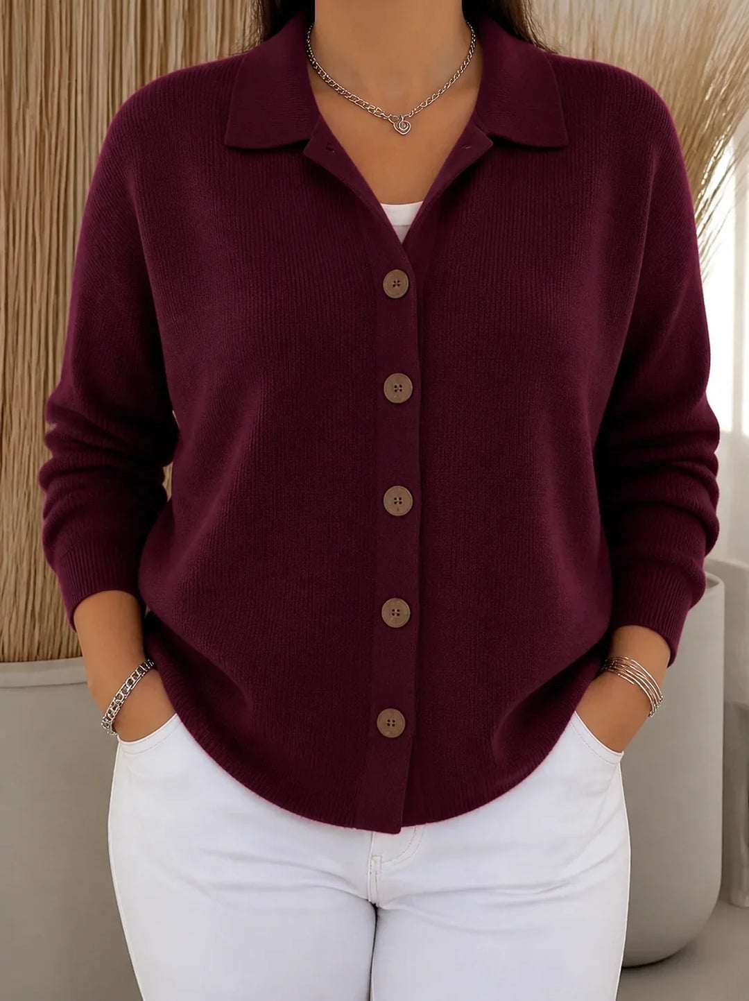 Vina | Women Collar Button Knit Sweater