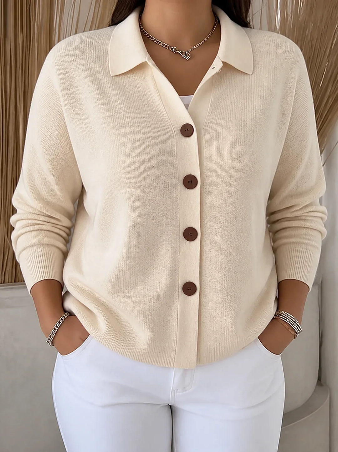 Vina | Women Collar Button Knit Sweater