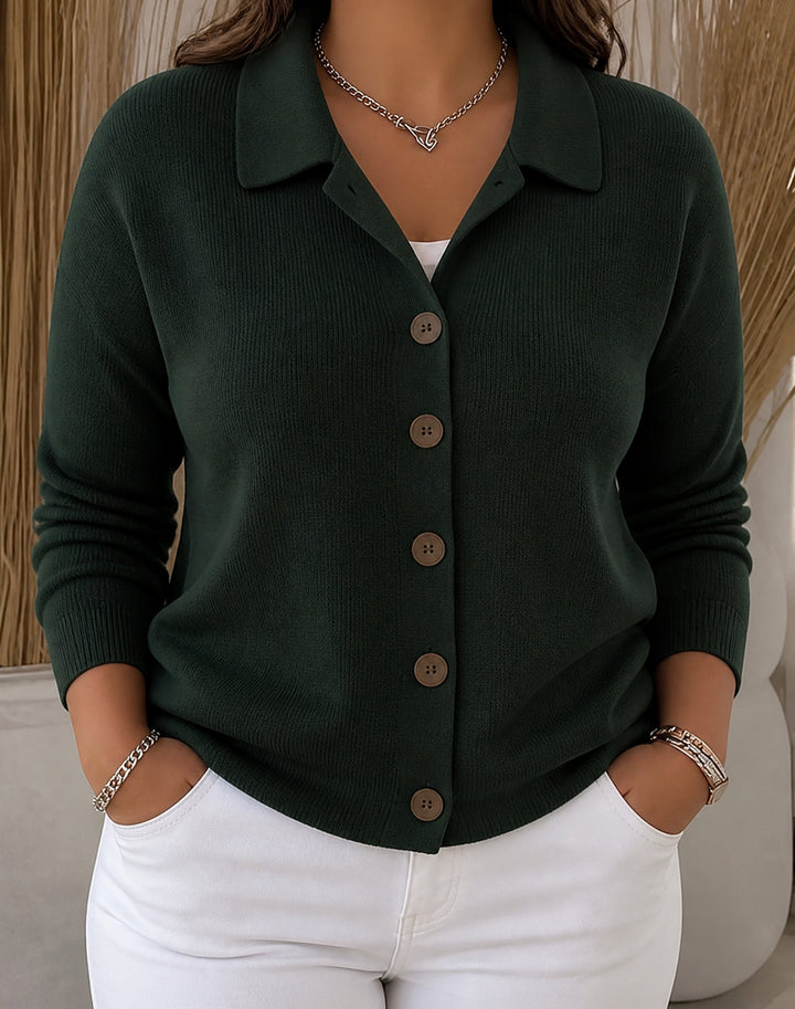 Vina | Women Collar Button Knit Sweater