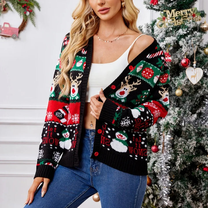 Rosie | Women Knit Button Christmas Cardigan