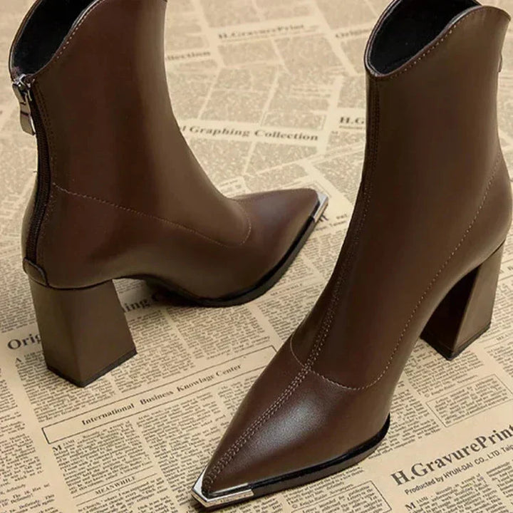 Halldis | Women Pointed Block Heeled Boots