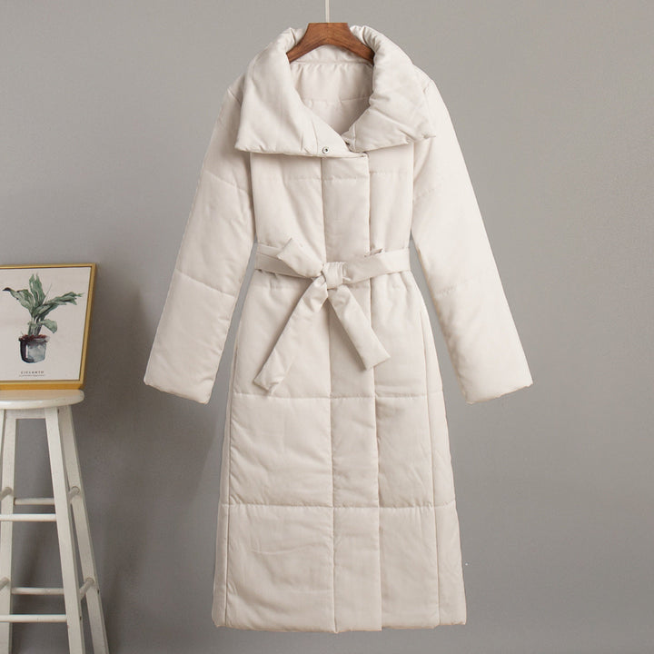 Soledad Women Belted Stand Collar Long Padded Winter Coat