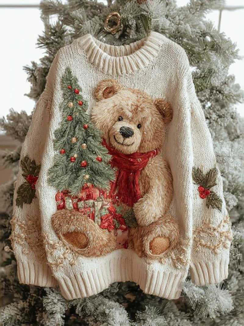 Emmeline | Women Bear Print Plus Size Christmas Jumper