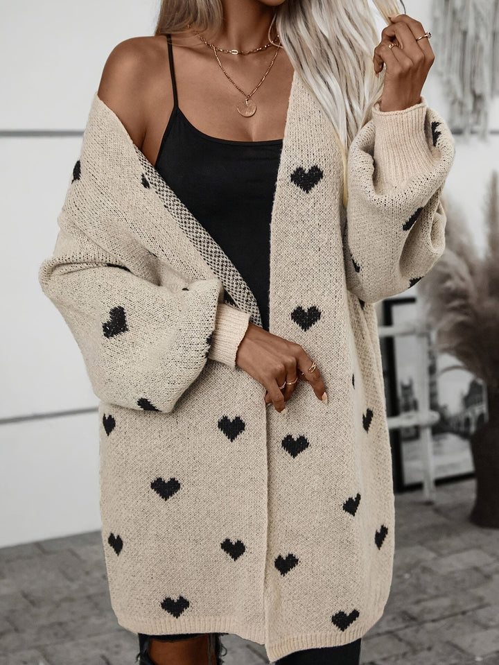 Henriette | Women Heart Print Open Cardigan