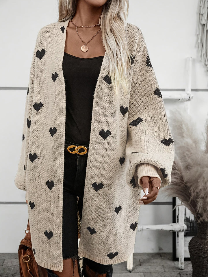 Henriette | Women Heart Print Open Cardigan