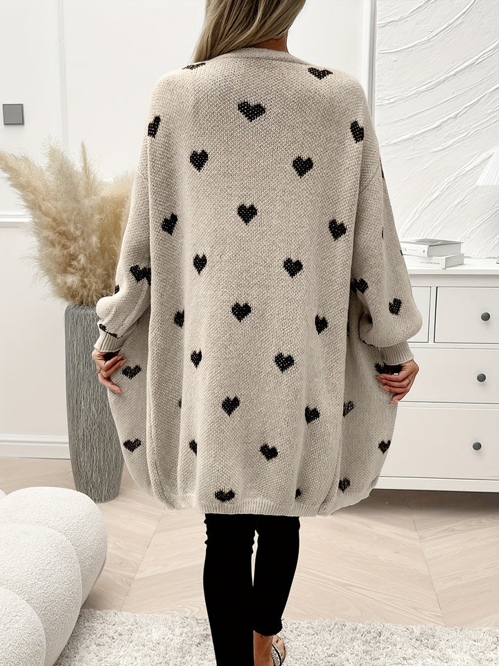 Henriette | Women Heart Print Open Cardigan