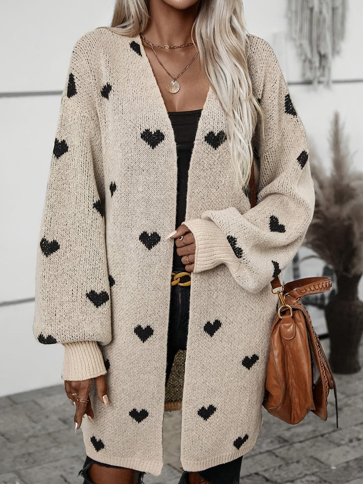 Henriette | Women Heart Print Open Cardigan
