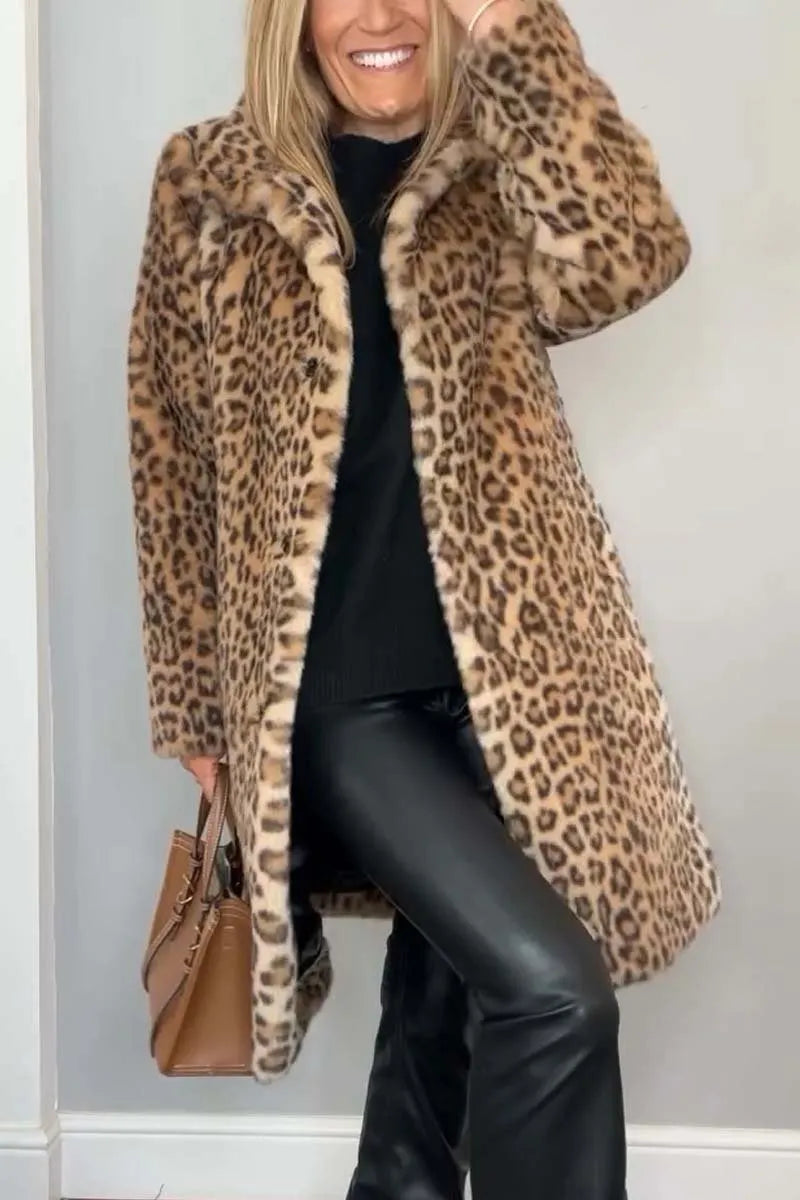 Birthe | Women Leopard Print Winter Coat
