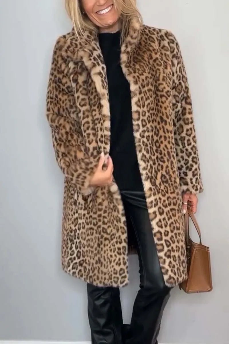 Birthe | Women Leopard Print Winter Coat