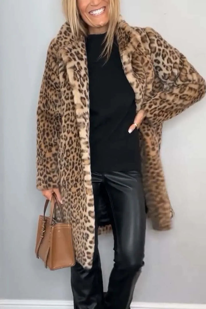 Birthe | Women Leopard Print Winter Coat