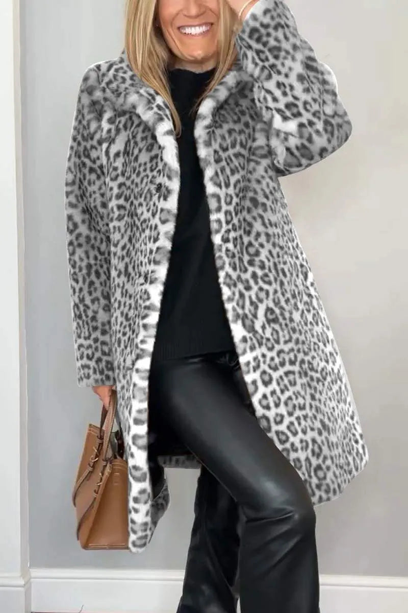 Birthe | Women Leopard Print Winter Coat