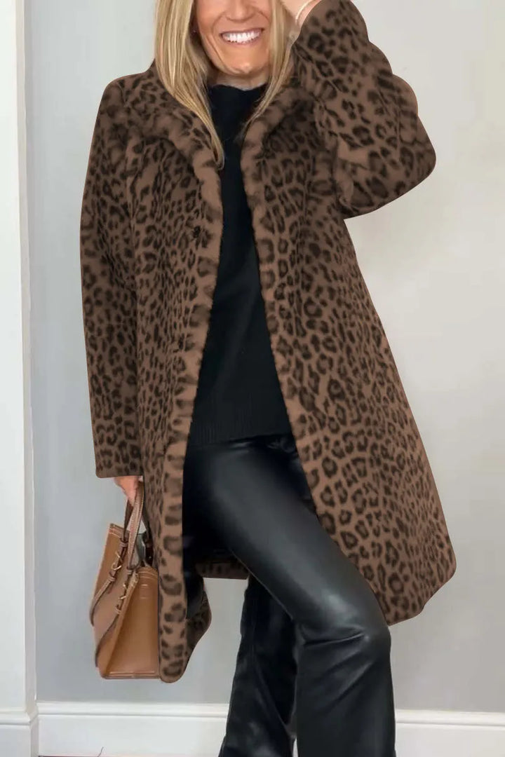 Birthe | Women Leopard Print Winter Coat