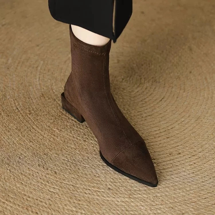Aslaug | Women Pointed Suede Heeled Boots