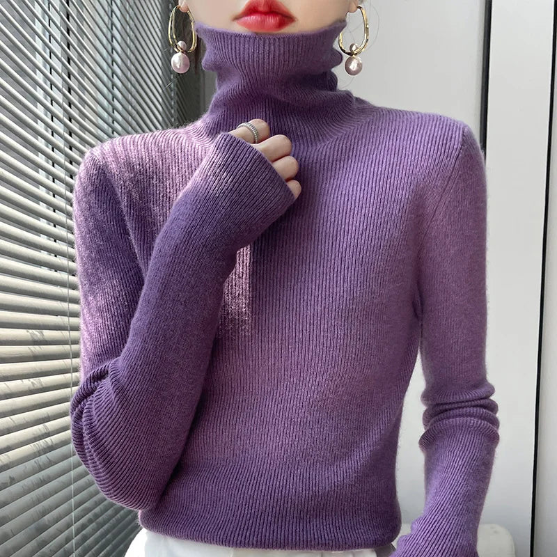 Svea | Women Fitted Ribbed Turtleneck Sweater