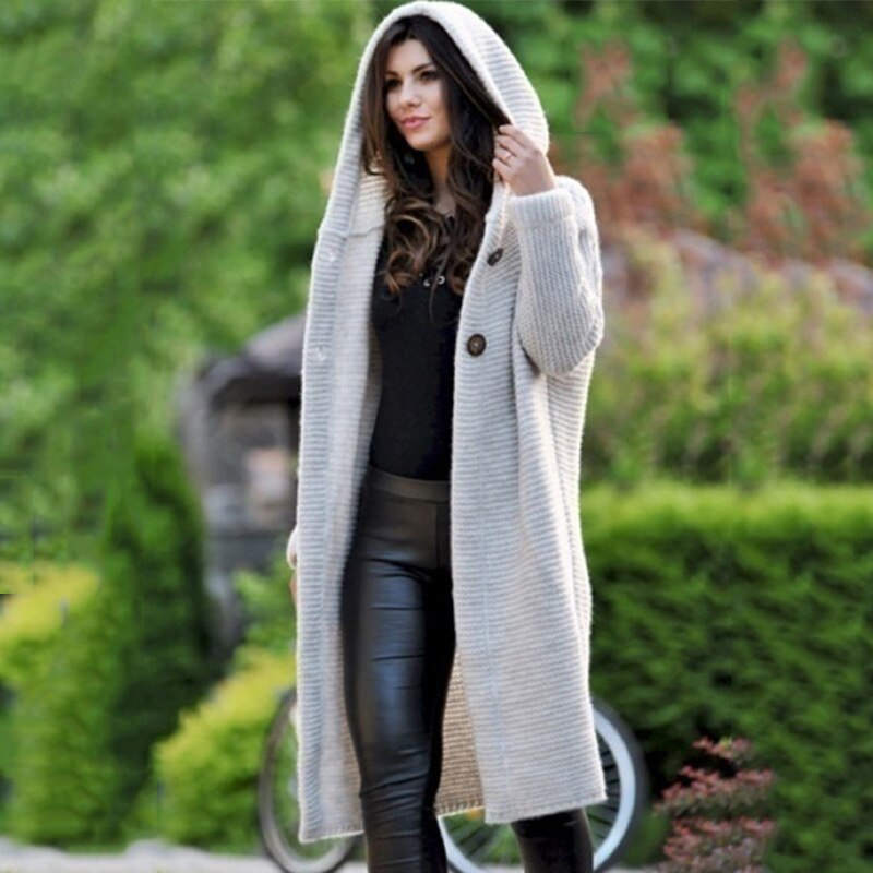 Verbena Women Hooded Longline Open Front Sweater