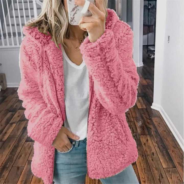 Mindy Women Hooded Fluffy Teddy Open Front Coat
