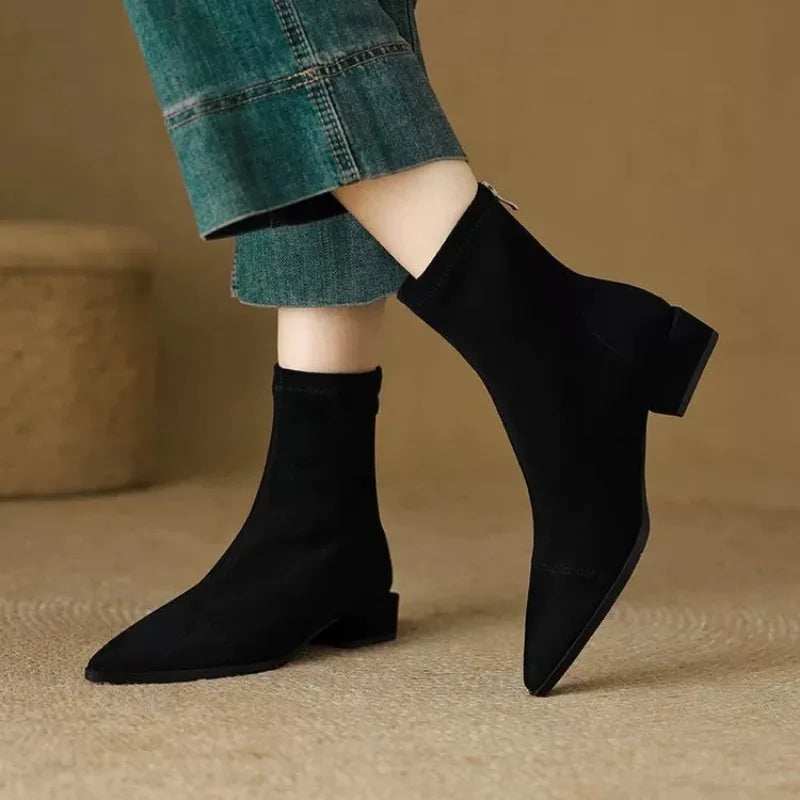 Aslaug | Women Pointed Suede Heeled Boots