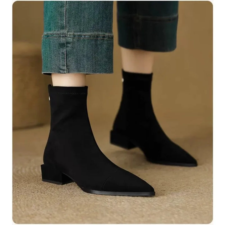 Aslaug | Women Pointed Suede Heeled Boots