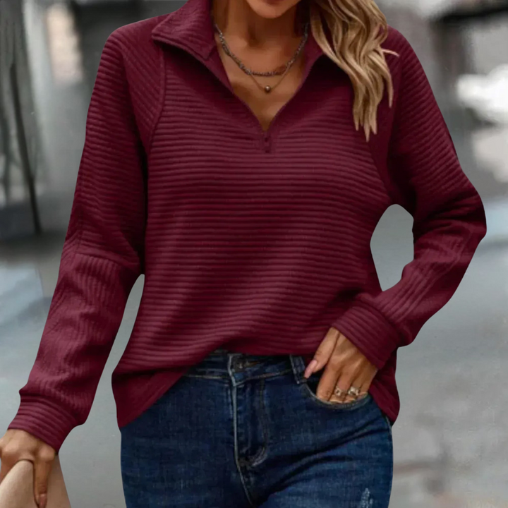 Ilse | Women Ribbed Quarter Zip Sweater