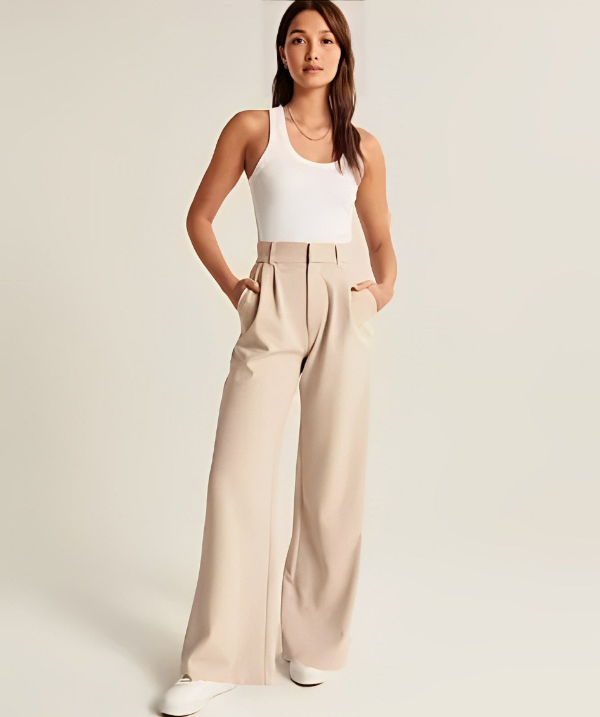 Lorene Women High Waist Pleated Wide Leg Dress Pants