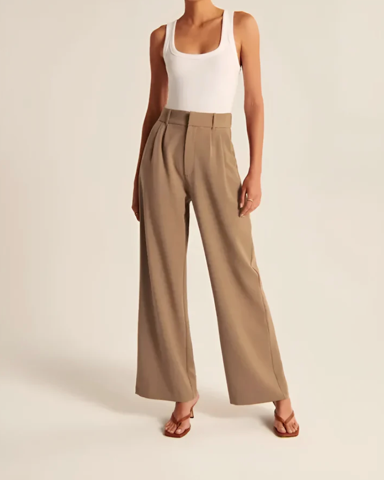 Lorene Women High Waist Pleated Wide Leg Dress Pants