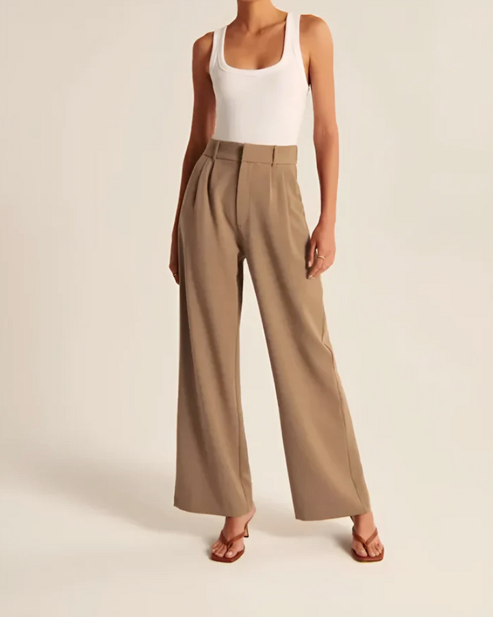 Lorene Women High Waist Pleated Wide Leg Dress Pants