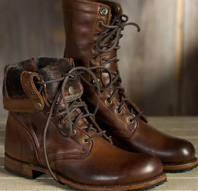Gertie | Women Lace Up Mid Calf Combat Boots