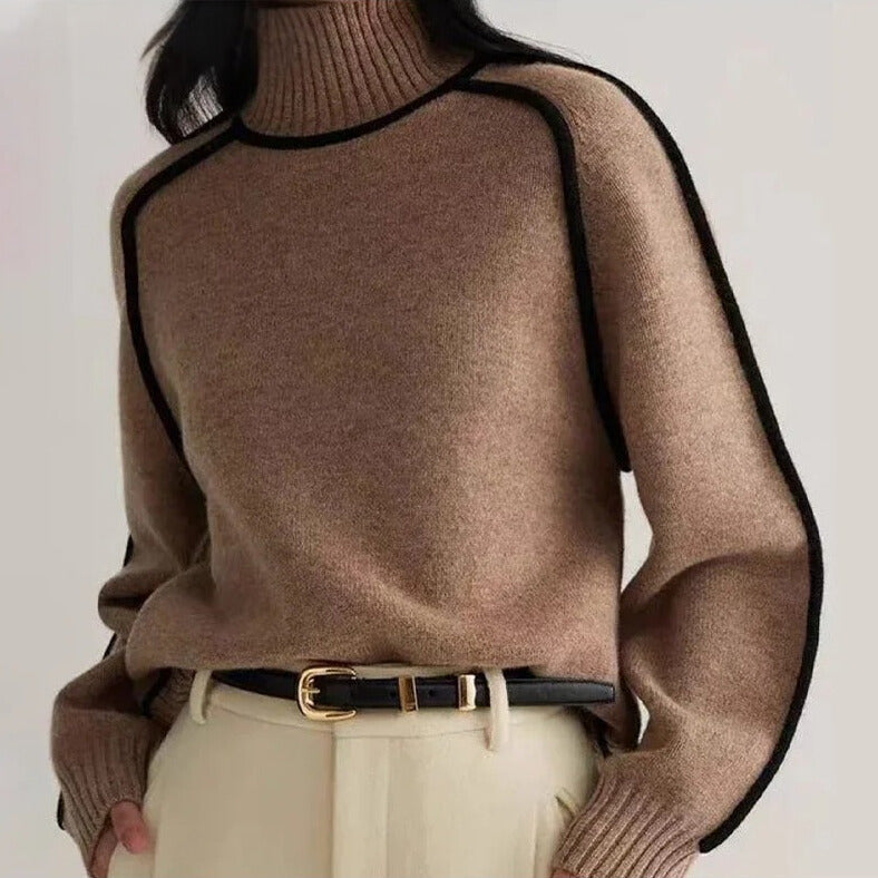 Smilla | Women Piped Turtleneck Sweater