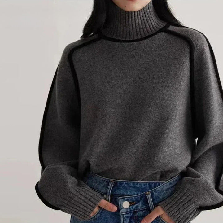 Smilla | Women Piped Turtleneck Sweater