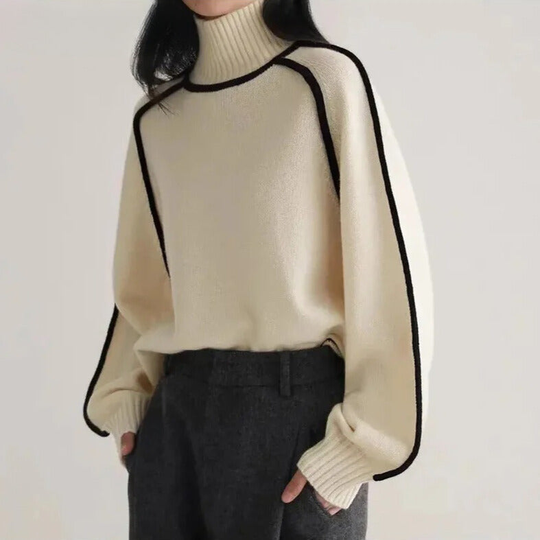 Smilla | Women Piped Turtleneck Sweater