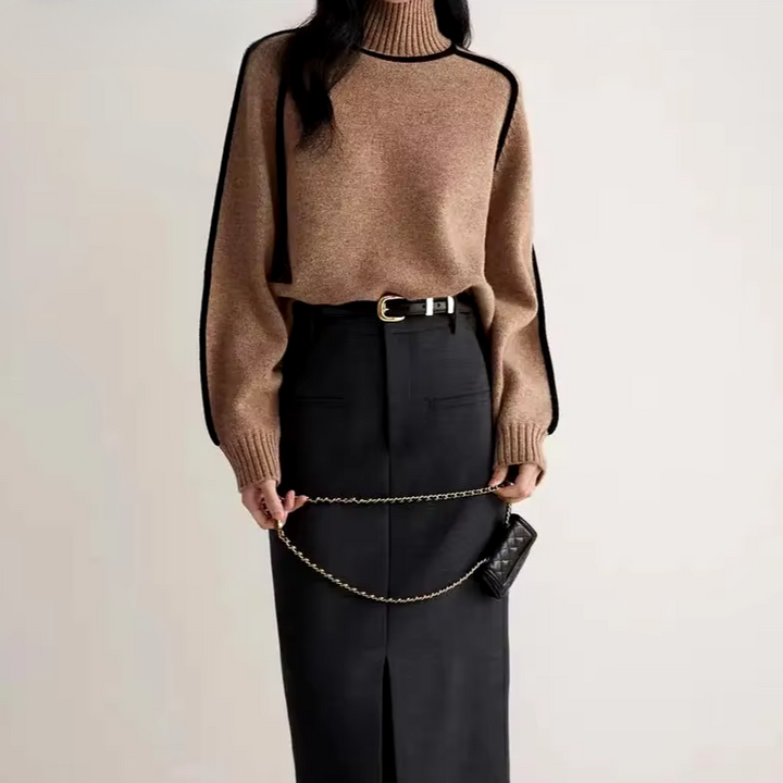 Smilla | Women Piped Turtleneck Sweater