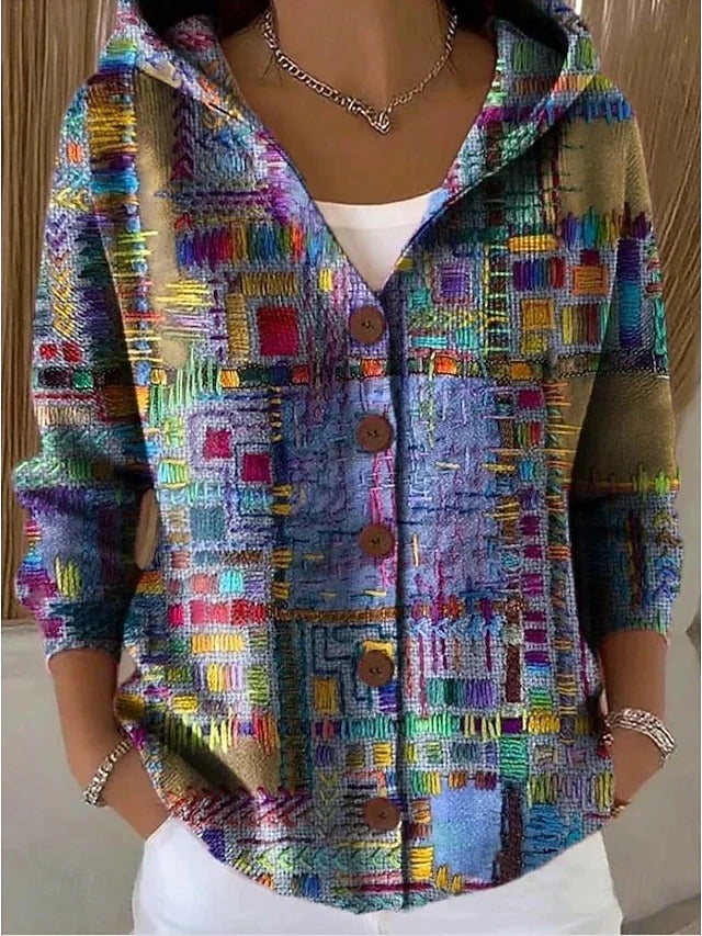 Rannveig | Women Geometric Button Cardigan