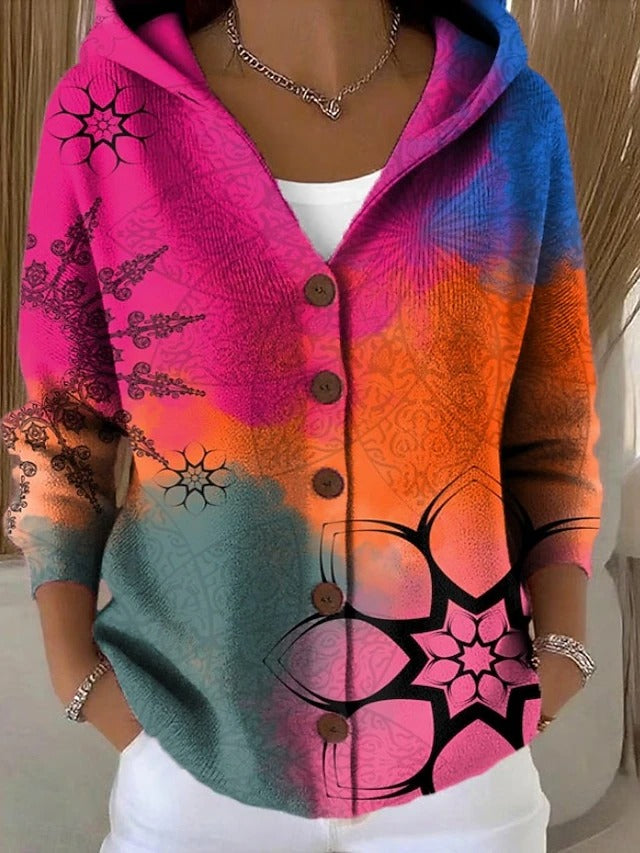 Rannveig | Women Geometric Button Cardigan
