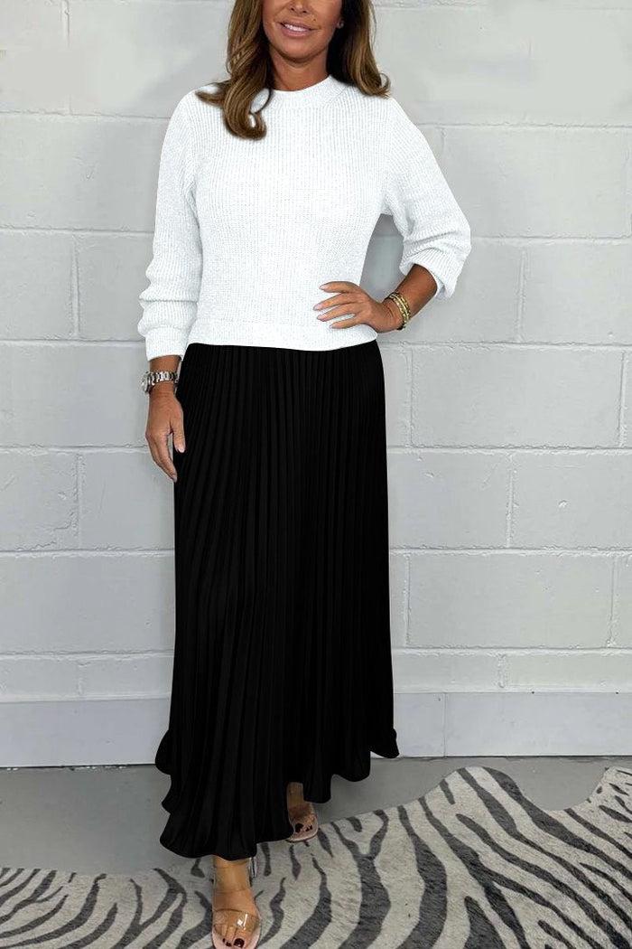 Gunhild | Women Ribbed Sweater Pleated Skirt Set