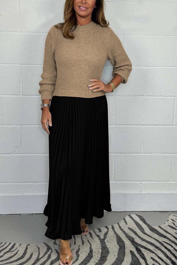 Gunhild | Women Ribbed Sweater Pleated Skirt Set