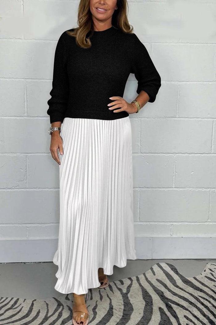 Gunhild | Women Ribbed Sweater Pleated Skirt Set