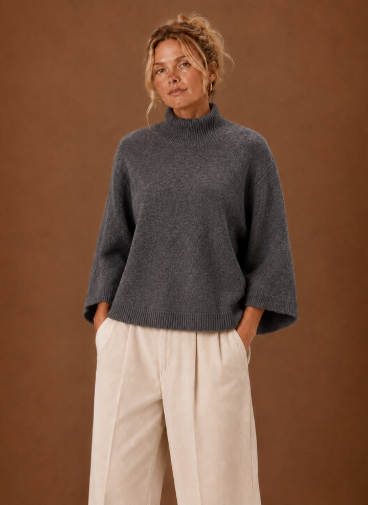 Sallie | Women Three Quarter Sleeve Turtleneck Sweater
