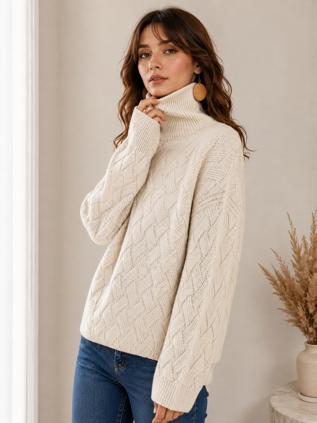 Jenny | Women Cable Knit Turtleneck Sweater