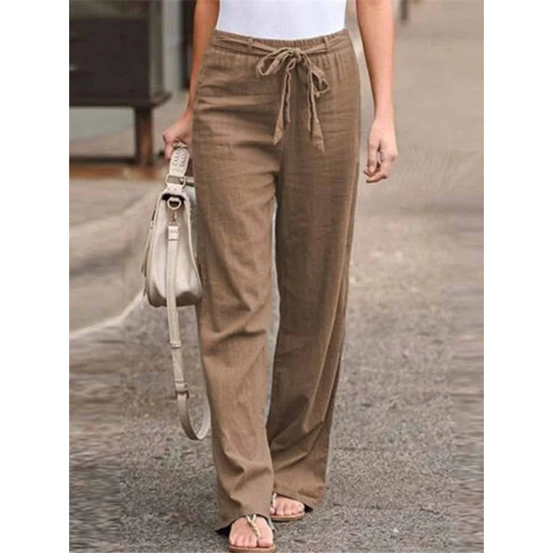 Lindsey Women Drawstring Waist Relaxed Wide Leg Palazzo Pants