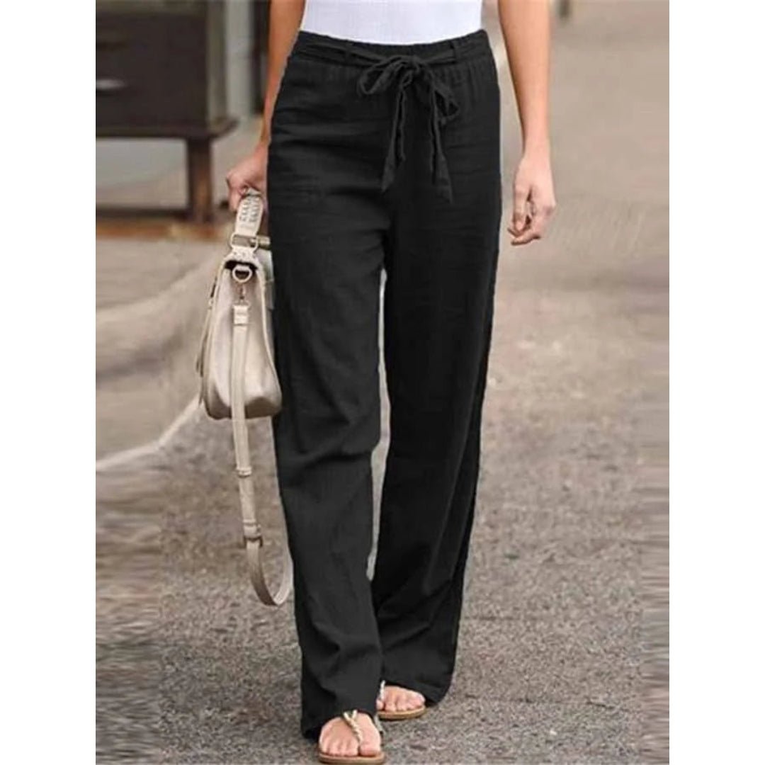 Lindsey Women Drawstring Waist Relaxed Wide Leg Palazzo Pants