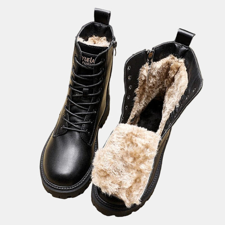 Saffy | Women Fleece Lined Combat Ankle Boots