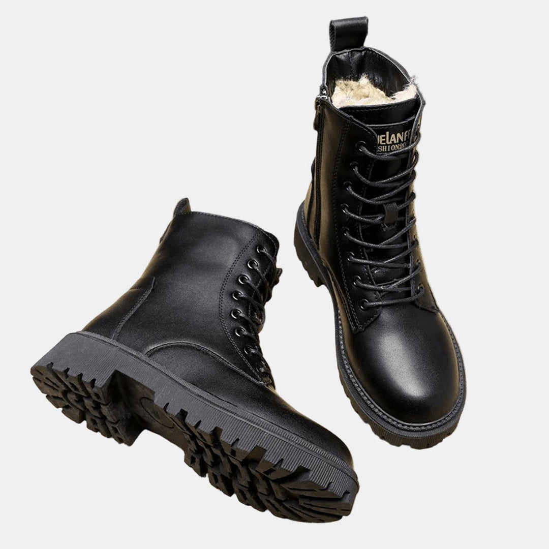 Saffy | Women Fleece Lined Combat Ankle Boots