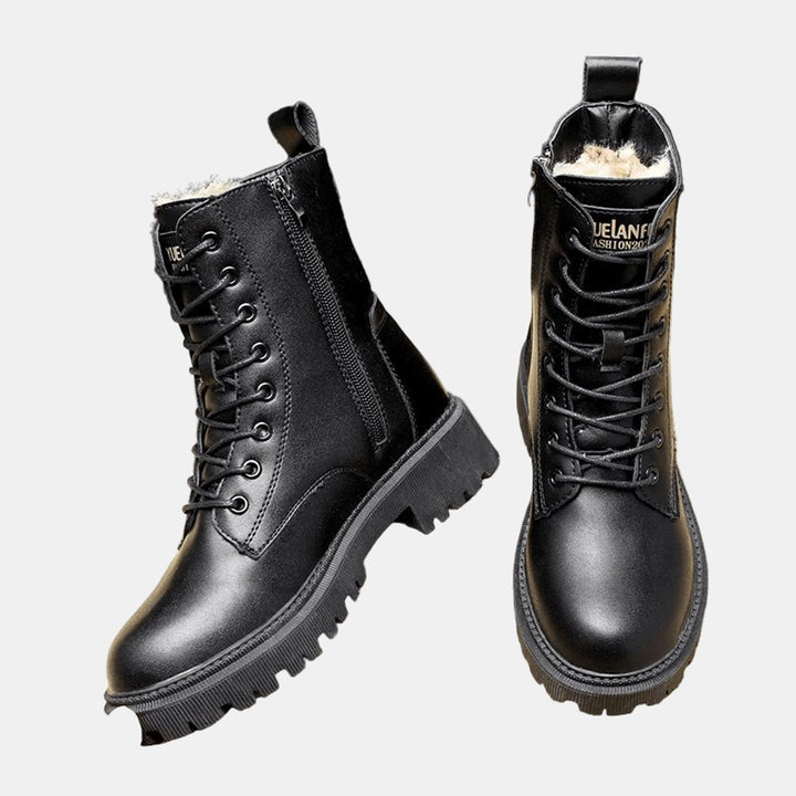 Saffy | Women Fleece Lined Combat Ankle Boots