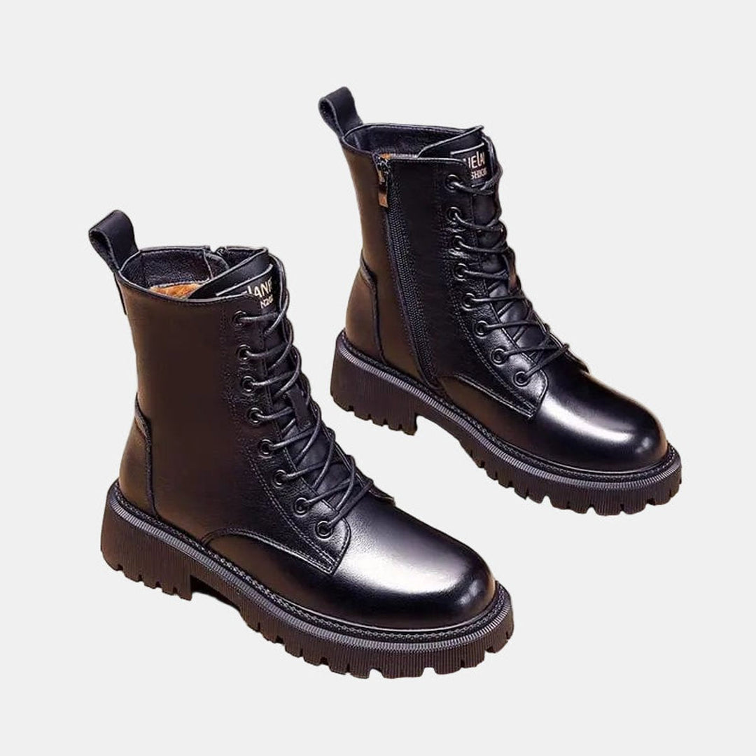 Saffy | Women Fleece Lined Combat Ankle Boots