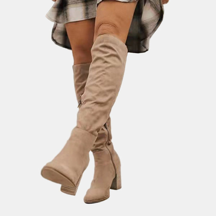Pam | Women Block Heel Thigh High Boots