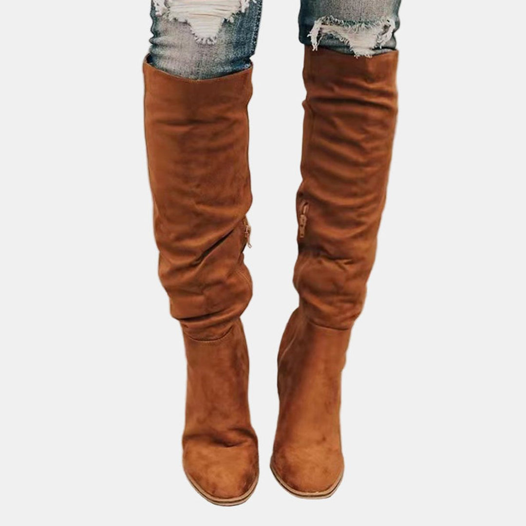 Pam | Women Block Heel Thigh High Boots
