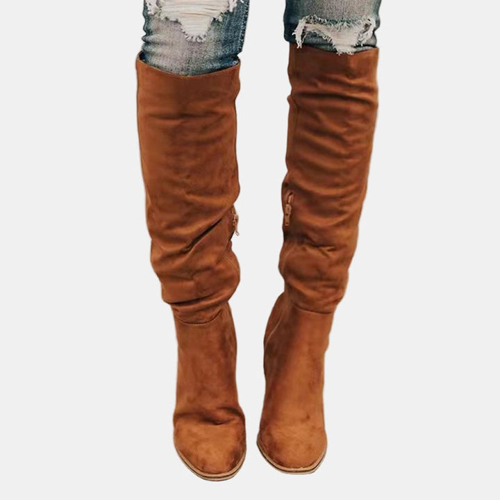 Pam | Women Block Heel Thigh High Boots