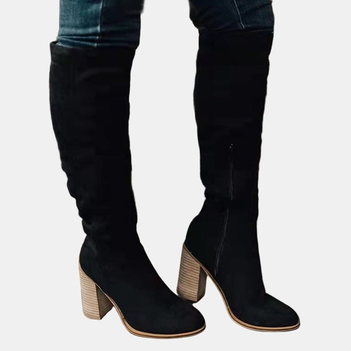 Pam | Women Block Heel Thigh High Boots