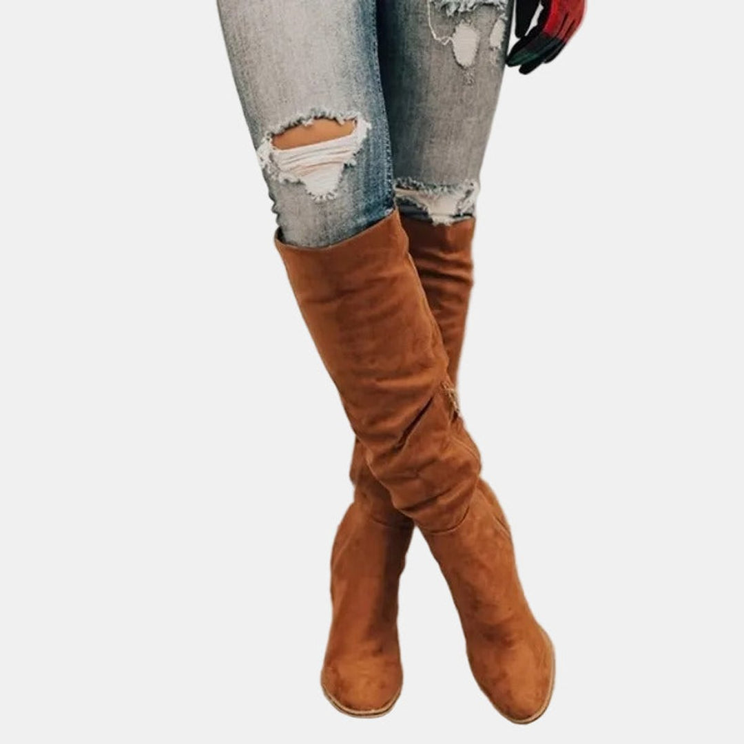 Pam | Women Block Heel Thigh High Boots