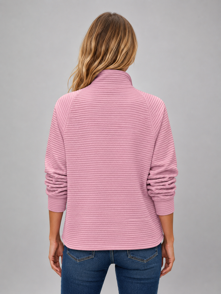 Yola | Women Ribbed Mock Half Zip Pullover